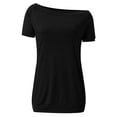 thumbnail image 7 of Lixiuxyad Womens Off The Shoulder Tops Summer Casual Short Sleeve T Shirts Blouse Basic Tee,Black L, 7 of 7