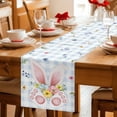 thumbnail image 5 of Easter Table Runner 120 Inches, Spring Rabbits Ears Feet Floral Blue Lattice Bed Runner Dresser Scarves Tabletop for Indoor Outdoor Parties/Ceremony/Banquet, 13"x 120", 5 of 8