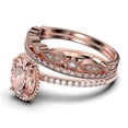 thumbnail image 4 of Gorgeous Minimalist 2.50 Carat Oval Cut Morganite And Diamond Moissanite Engagement Ring, Floral Wedding Ring, Two Matching Band in 925 Sterling Silver With 18k Rose Gold Plating, Gift For Her, 4 of 4