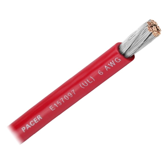 Cable de batería Pacer rojo 6 AWG [WUL6RD], vendido por pies