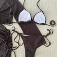 thumbnail image 7 of BiZtdJrK Brown Women's 4 Piece Set Hollow Out Cover Ups Tops Skirts Matching Halter Bras Bottoms Bathing Suit Beach Wear L, 7 of 7