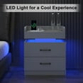 thumbnail image 5 of Nightstand with Charging Station, Night Stand with LED Lights, Modern Led End Table Nightstand for Bedroom, Night Stand with 2 Drawers, Bed Side Table with Storage for Living Room (1, Grey), 5 of 17