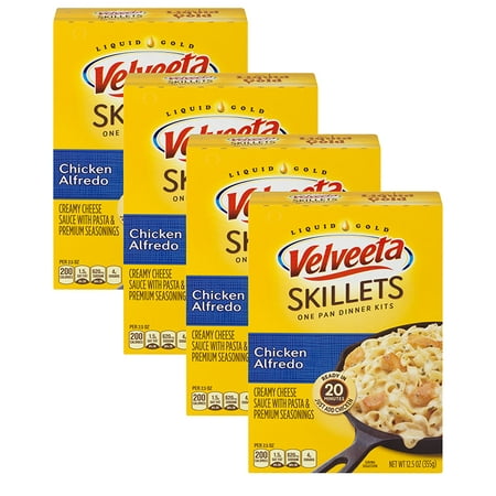 (4 Pack) Velveeta Cheesy Skillets Chicken Alfredo Dinner Kit, 12.5 oz (Best Sides For Grilled Chicken)