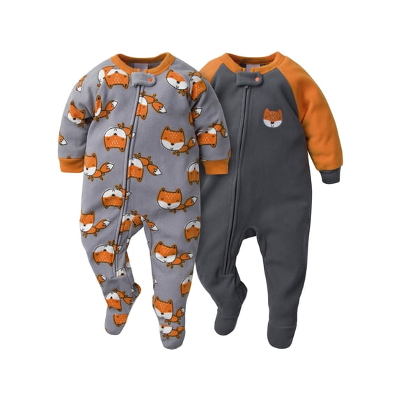 Gerber Baby Boy & Toddler Boy Microfleece Blanket Sleeper Pajamas, 2-Pack Size Newborn-5T