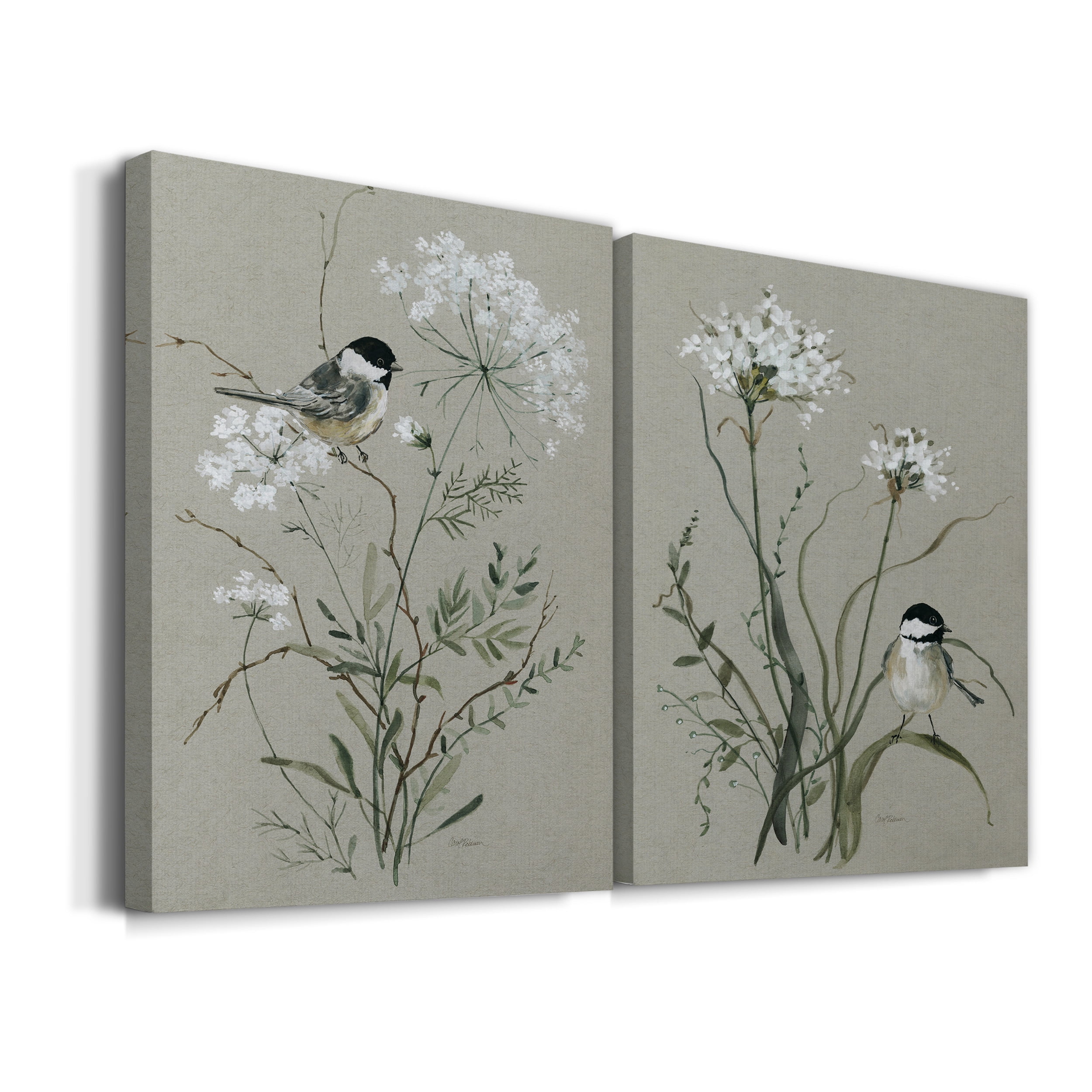 Bouquet of Grace Bird I Premium Gallery Wrapped Canvas - Ready to Hang - Set of 2 - 12 x 18 Each