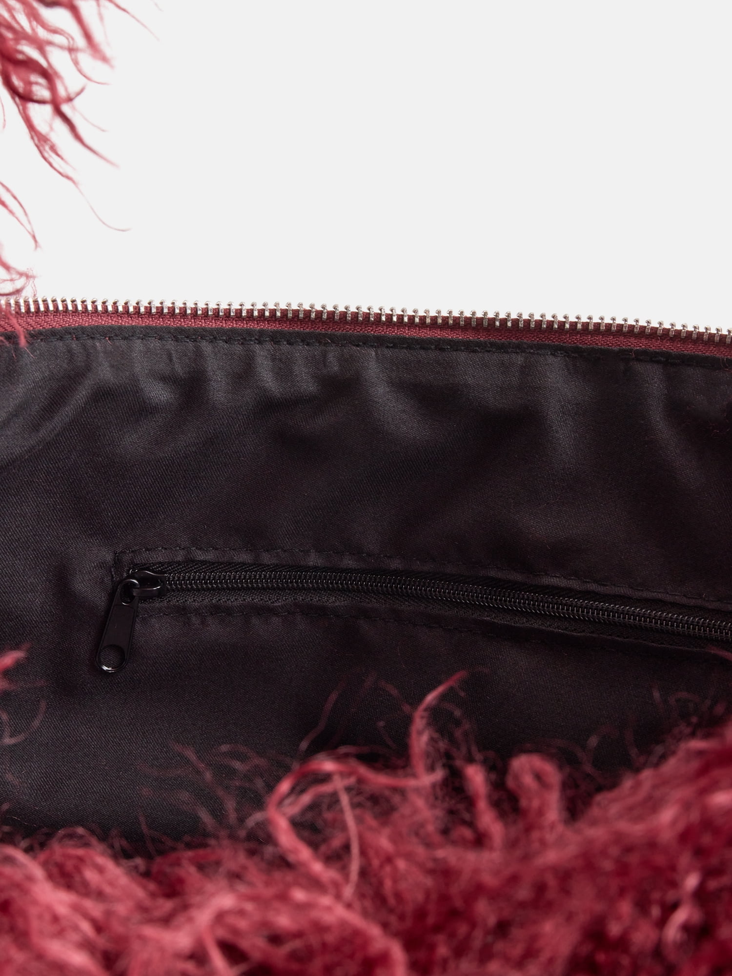 No Boundaries Women's Faux Fur Hobo Bag, Rich Red