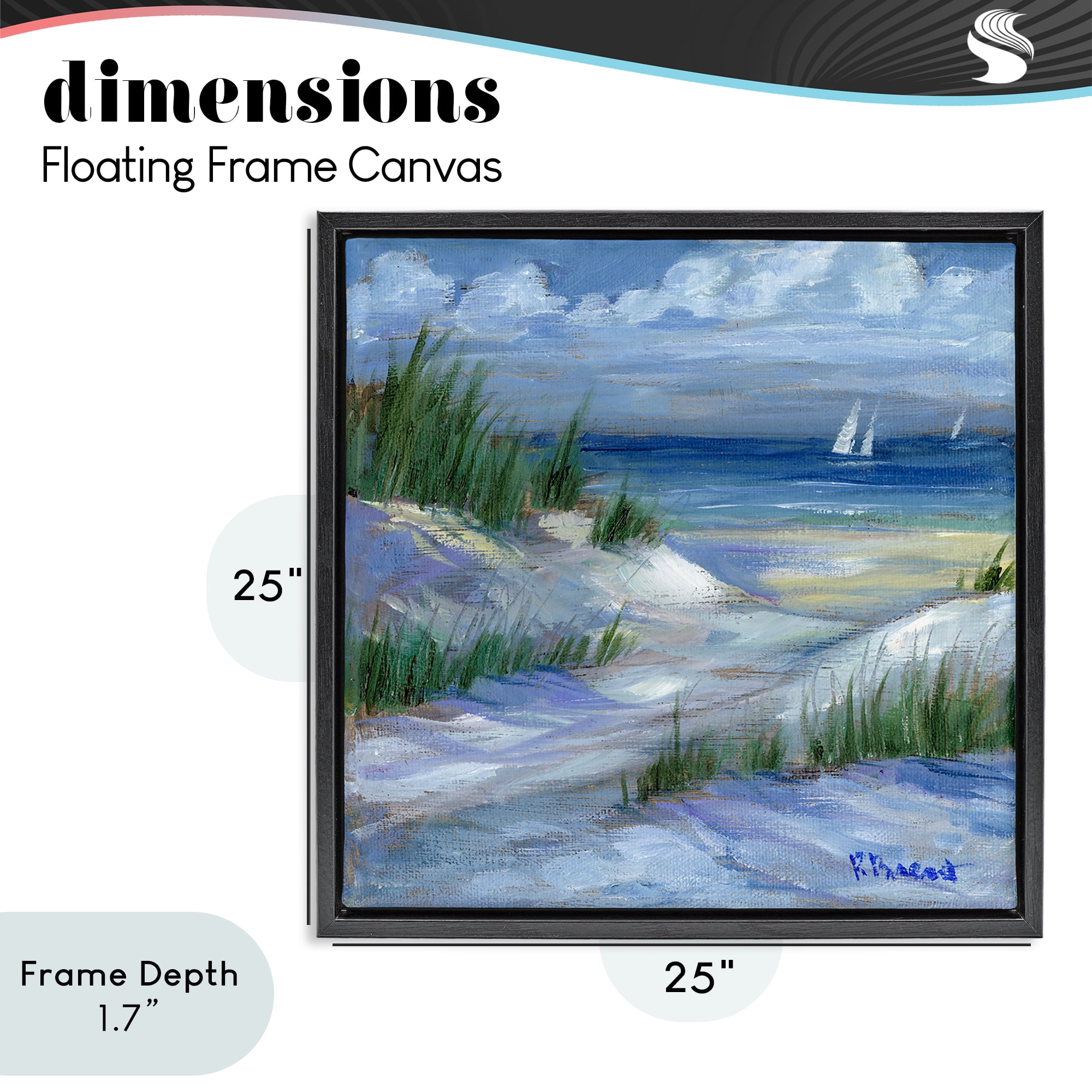 Stupell Industries Crooked Island Dunes & Sailboats Black Framed Floater Canvas Wall Art, design by Paul Brent