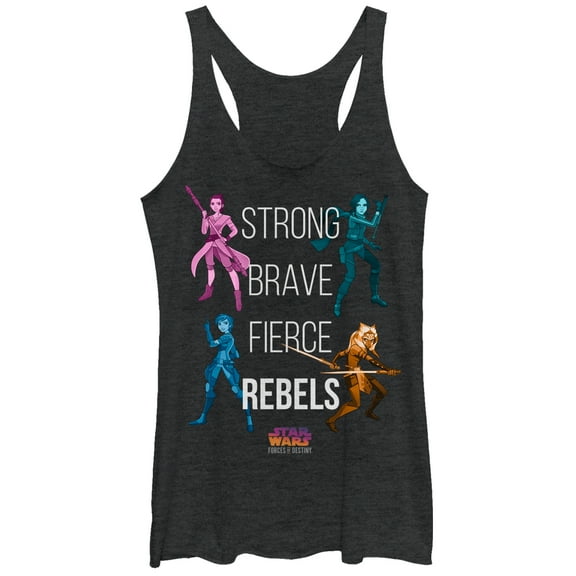 Women's Star Wars: Forces of Destiny Fierce Rebels Racerback Tank Top Black Heather Large