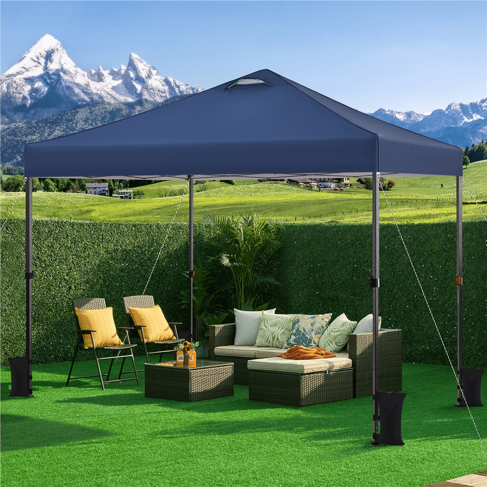 Renwick 10×10ft Height-adjustable Outdoor Pop Up Canopy Tent, Navy Blue