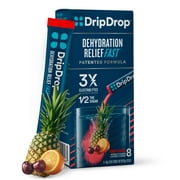 DripDrop Electrolyte Powder Drink Mix for Dehydration Relief Fast, Fruit Punch, 8 Pk