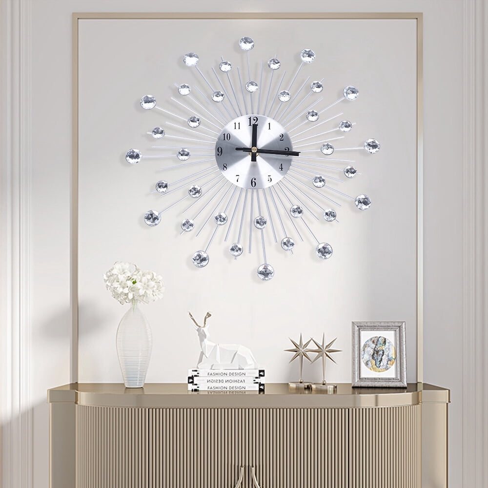 Modern Large Wall Clock 3D Metal Wall Watch Silent Home Living Room Luxury Decor