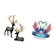 thumbnail image 5 of Dualoai Reindeer Elk Resin Swan Acrylic Sculpture Statue Collection Animal Figure Tabletop Centerpiece Cabinet Decoration Bookshelf Ornament Wedding Housewarming Valentine's Day, 5 of 8