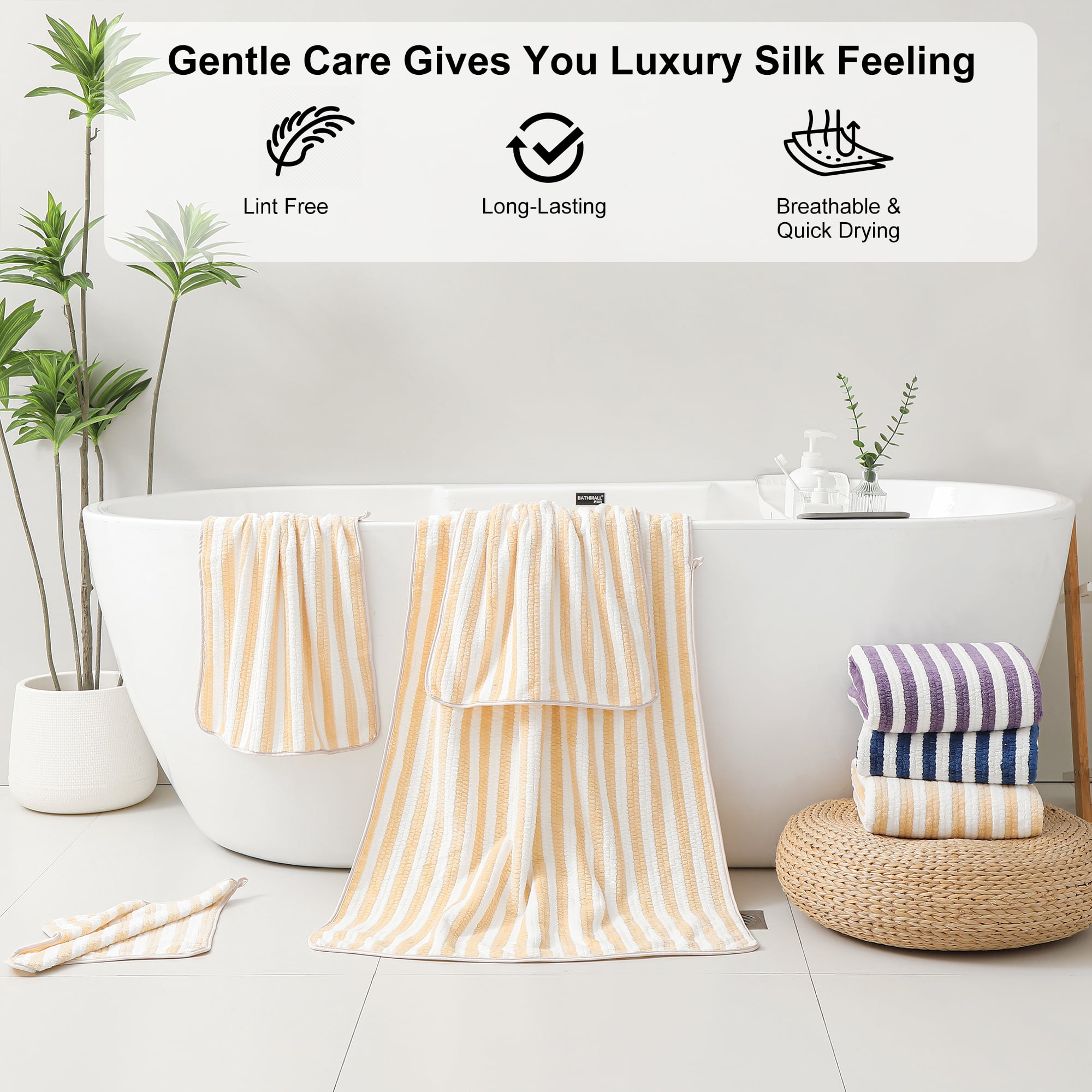 Jessy Home 6 Piece Apricot Yellow Bath Towel Set for Bathroom-2 Bath Towels,2 Hand Towels,2 Washcloths Soft and Plush Highly Absorbent Towel for Hotel & Spa