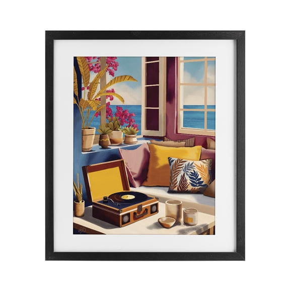 Stupell Industries Eclectic Boho Vacation By The Sea Black Framed Print Under Glass, 13 x 16, by Lisa R Dumm