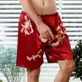 thumbnail image 2 of Defitshape Men's Shorts Silk Dragon Satin Boxers Underwear Luxury Loungewear Pajama Pants Red US L (Tag3XL), 2 of 3