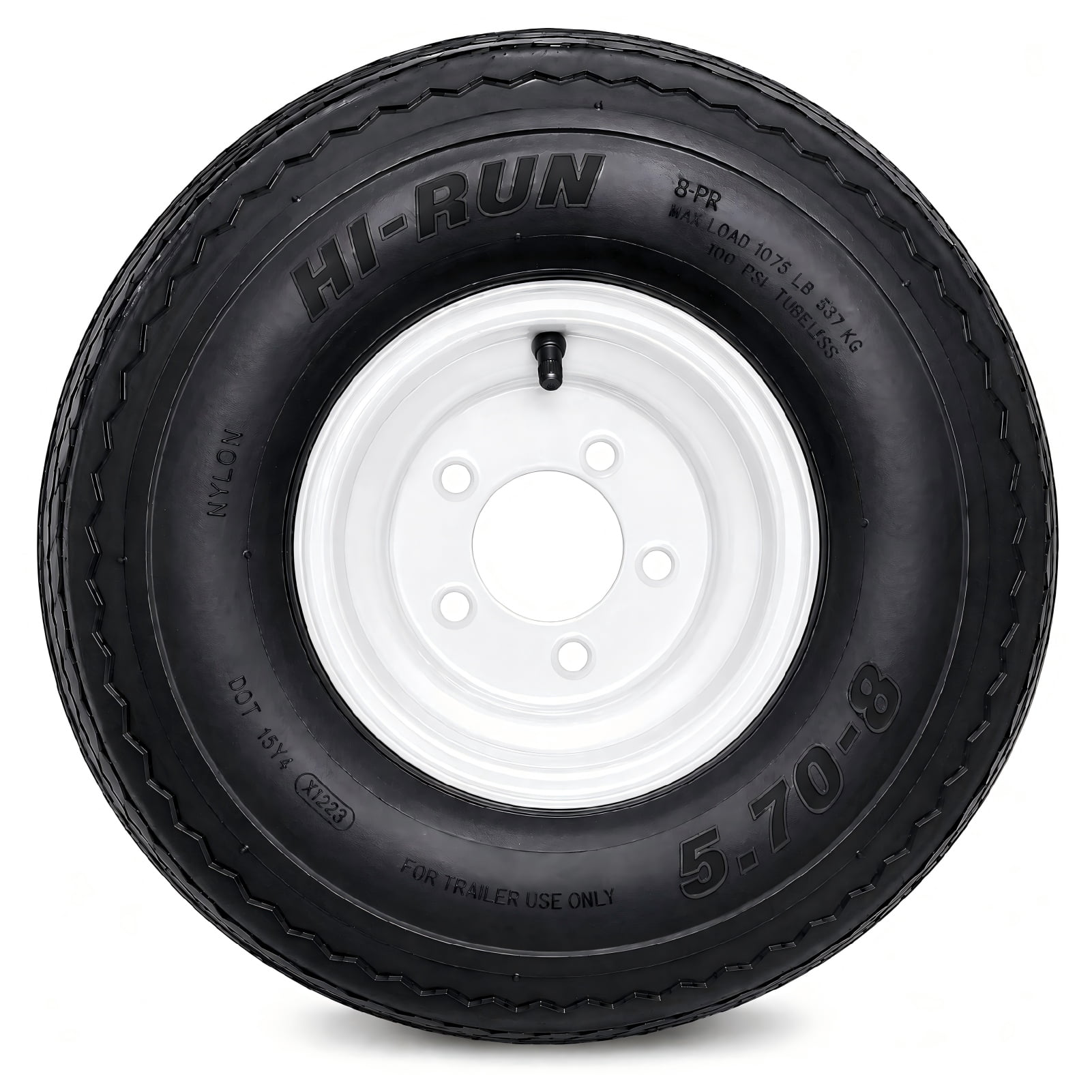 Hi-Run 2 Set SU02 5.70-8 8PR Boat Trailer Tire and 5-Lug White Wheel Assembly