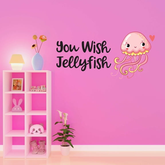 You Wish Jellyfish Fish Mermaid Dolphin Colorful Fish Salt Water Princess Creatures Seahorse Queen Sweet Unicorn Lovely Dream Holiday Gift Decorating Wall Decal Sticker - Size: 20 In X 10 In