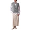 thumbnail image 2 of INSPIRE CHIC Women's V Neck Cable Knit Sweater Vests Sleeveless Contrast Trim Regular Fit Casual Vintage Medium Grey, 2 of 5