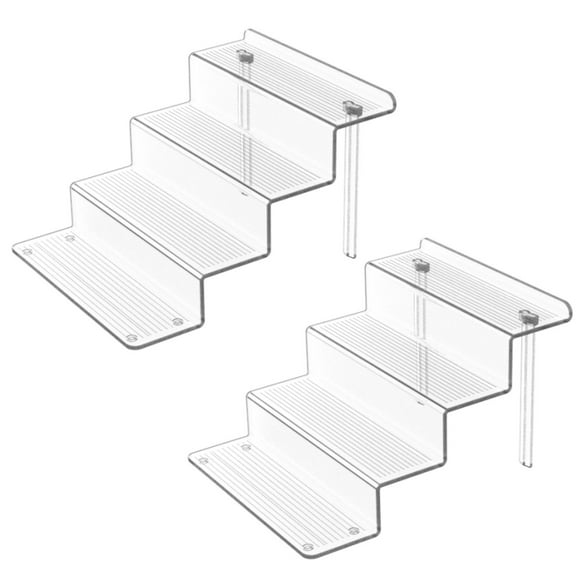 Mimifly 4-Tier Counter Riser Organizer Shelf - Set of 2 for Kitchen, Pantry, Bathroom, Bedroom & Office