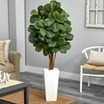 thumbnail image 2 of Nearly Natural 5 ft. Fiddle Leaf Artificial Tree in White Tower Planter, 2 of 4