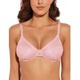 thumbnail image 2 of Deyllo Women's Sheer Unlined Sexy Lace Bra Unpadded Underwire See-Through Demi Bralette Lingerie,Pink 32B, 2 of 8