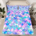 thumbnail image 1 of Erosebridal Glitter Scale Fitted Sheet Queen, Ocean Mermaid Bedding Set Queen Size, Marine Animal Decor 3pcs, 1 of 6
