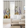 thumbnail image 2 of Sunflowers Blackout Curtains, Light Blocking Print Window Curtains, Yellow Purple Floral Elegant Pastoral Rustic Thermal Insulated Window Drapes for Living Room 2 Panels, 104"W x 63"L, 2 of 9