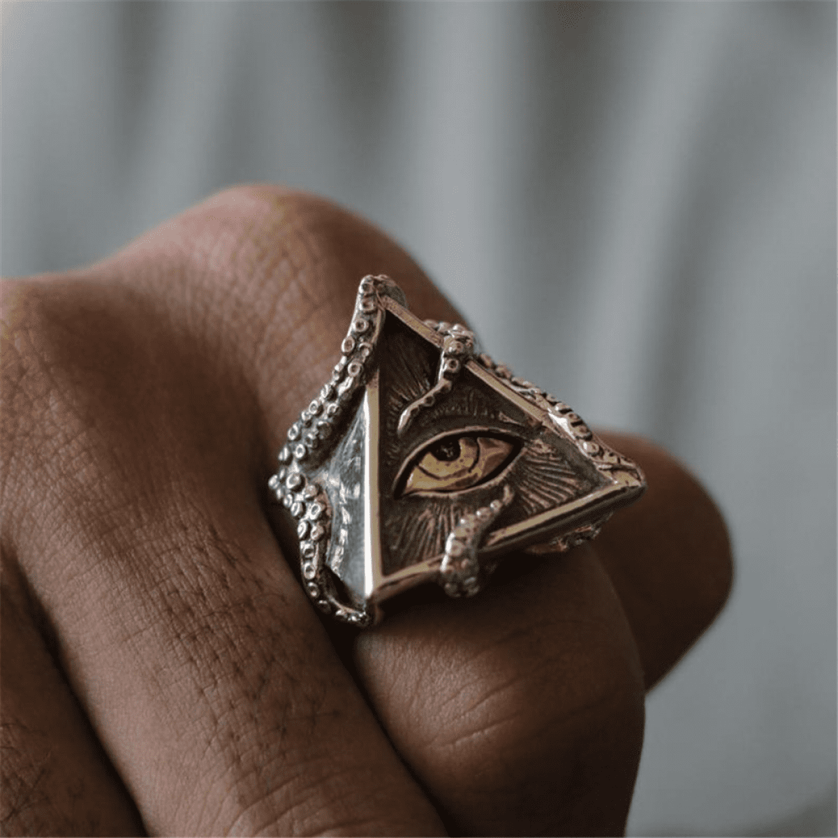 Eye Ring for Men Illuminati Eye of Providence Finger Rings Pyramid Triangle Solid Old Style Amulet Retro Ancient Symbol Walmart