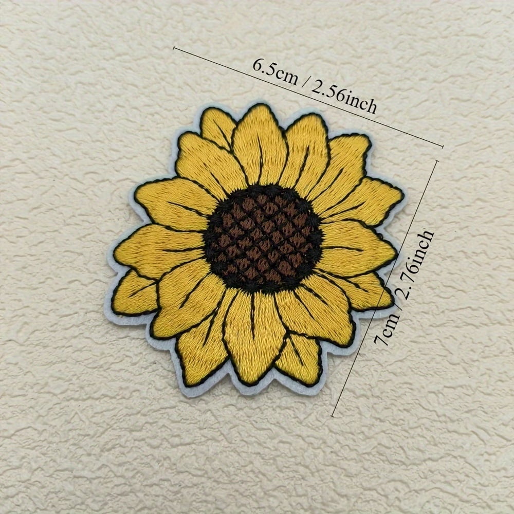 2pcs Sunflower Iron On Patches - High Quality Embroidery Badges for Denim and Backpack Decoration