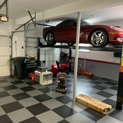 FlooringInc Nitro Flex Protective Garage Flooring Tiles, 20.5x20.5, 8 Tiles, 23.36 Sqft, Smooth Pattern, Black