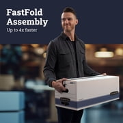 Bankers Box 12 Pack Stor/File Medium-Duty Storage Boxes, String and Button And Built-In Handles, FastFold, Letter Size, 24 x 12 x 10