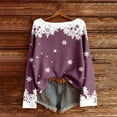 thumbnail image 2 of Fiaer Christmas Sweatshirts for Women Plus Size Snowflakes Crew Neck Pullovers Long Sleeve Loose Fit Trendy Elegant Knit Tops Purple L, 2 of 3