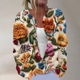 thumbnail image 1 of Cárdigan holgado informal con estampado de manga larga y botones para mujer, chaqueta de punto, top de poliéster para mujer, 1 of 5