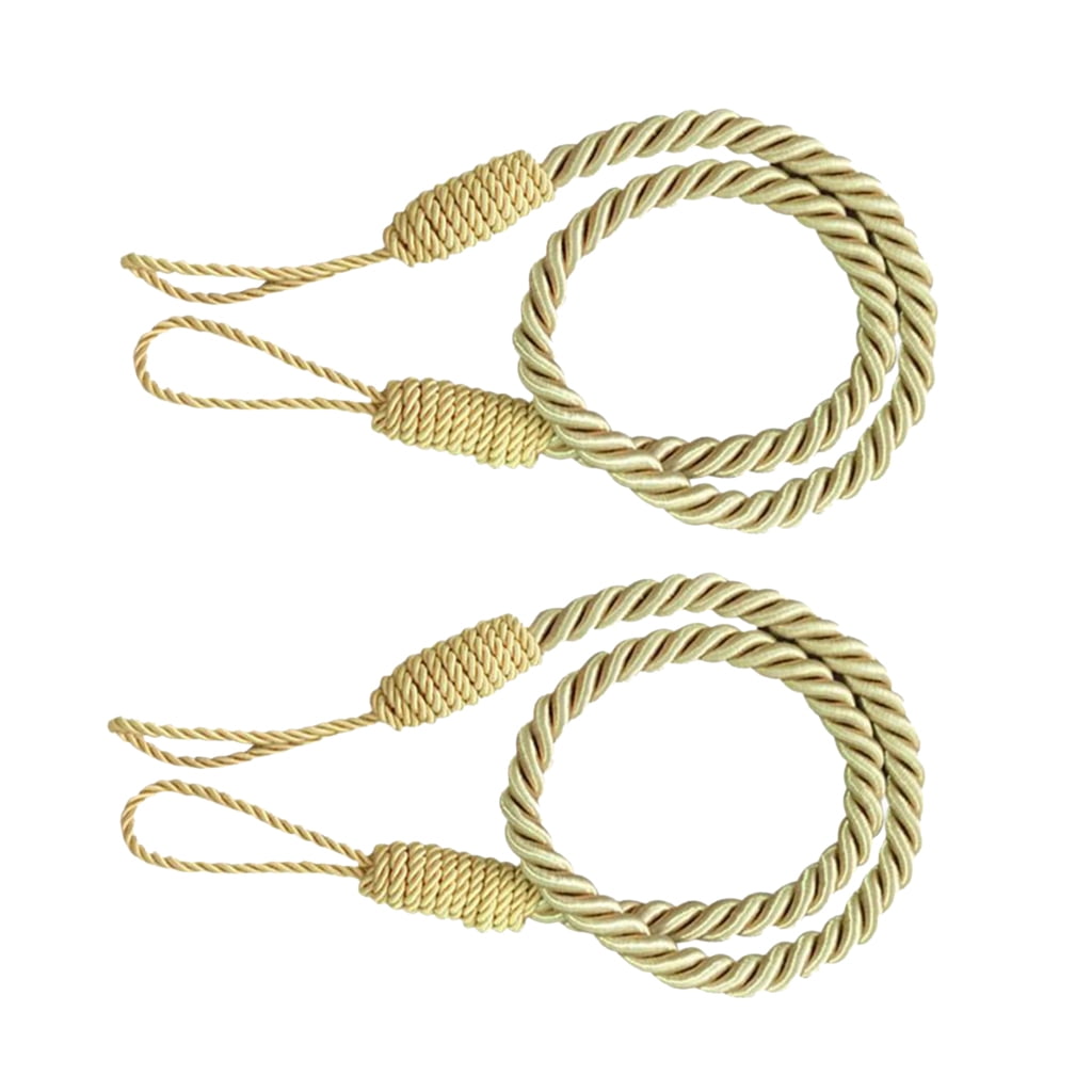 2pack Window Curtain Rope Tiebacks knitted Cord Convenient Drape Tie Backs Golden