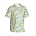 thumbnail image 3 of Xecao Daisies Flowers print Hawaiian shirt - a stylish short-sleeve button-down for men, perfect for casual beach and tropical outings., 3 of 9