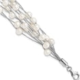 thumbnail image 1 of Sterling Silver Rhod-Plat 7-8mm White Fwc Pearl 10-Rows Bracelet (7.25 X 27) Made In China qg5083-7.25, 1 of 5