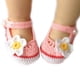 thumbnail image 1 of Zapatos de cuna de lana tejidos a mano con diseño de flores de dibujos animados para bebés recién nacidos, niñas y niños pequeños (blanco y rosa), 1 of 1
