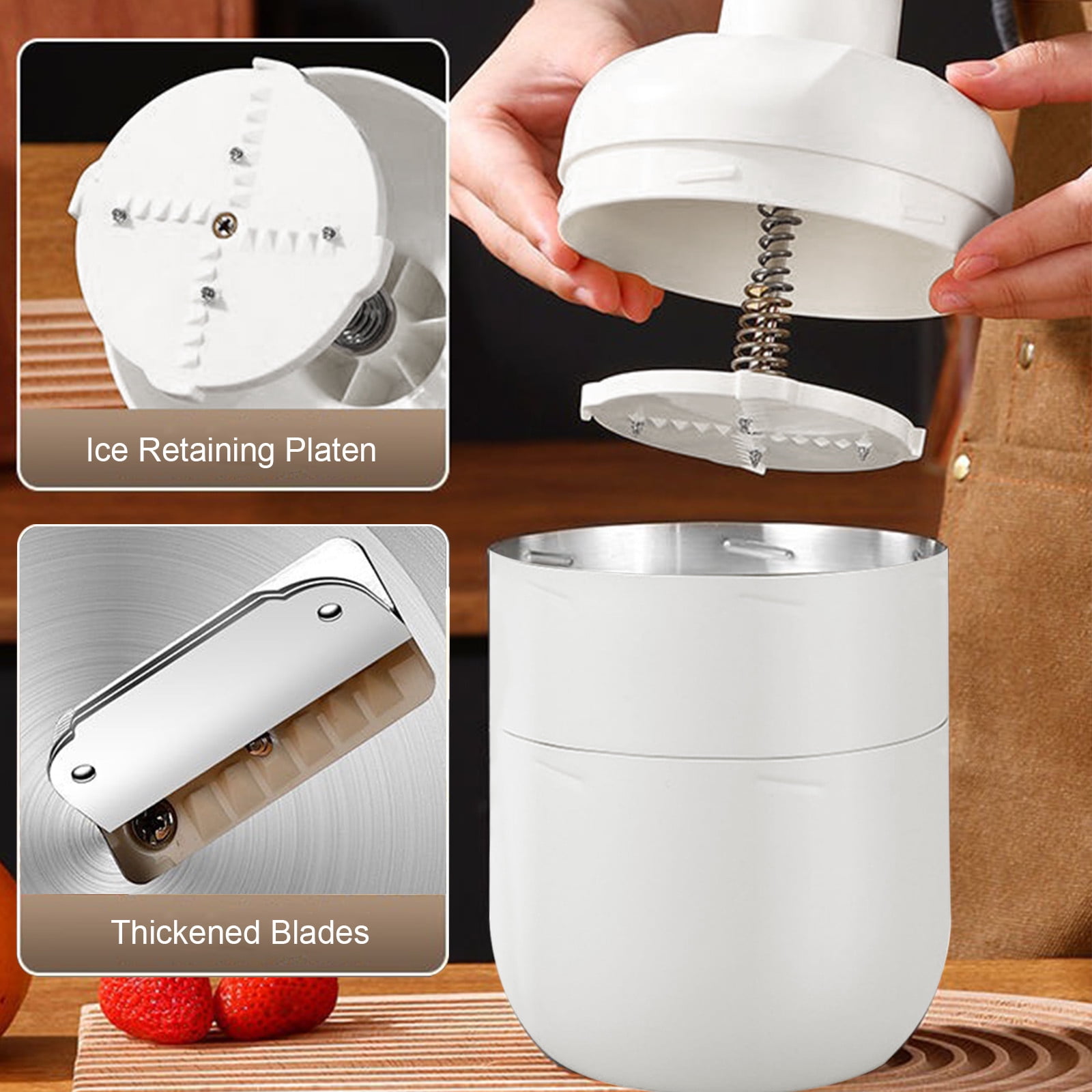 SouMaox Manual Ice Crusher Rotary Hand Crank Shaver Slushie Maker Machine Shaving Crushed Cubes for Kitchen Party Cold Drinks