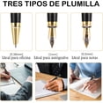 thumbnail image 2 of Pluma estilográfica ultra elegante, Punta de iridio, Incluye 3 puntas de acero de diferentes espesores, diseño clásico, con convertidor (Color negro mate), 2 of 4