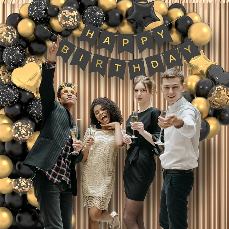 MELORDY Black and Gold Confetti Balloons Latex Garland Kit for Birthday  Graduation Wedding - Walmart.com