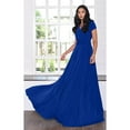 thumbnail image 2 of KOH KOH Long V-Neck Flowy Cap Short Sleeve V-Neck Bridesmaid Wedding Guest Party Formal Summer Sundress Tall Gown Maxi Dress Dresses For Women Cobalt Royal Blue Medium US 8-10 NT074, 2 of 7