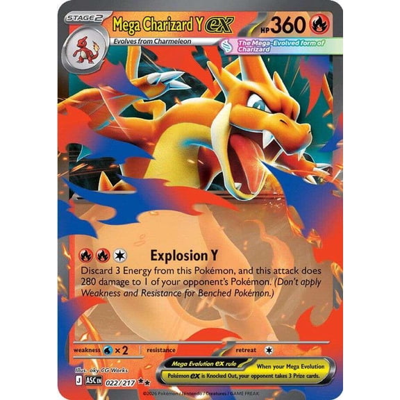 Pokemon Ascended Heroes Double Rare Mega Charizard Y ex #022