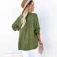 thumbnail image 6 of Breezora Draped V Neck Button Down Shirt Women Oversized Silhouette with French Cuffs for Minimalist Style and Lounge Wear XL Size Green, 6 of 6