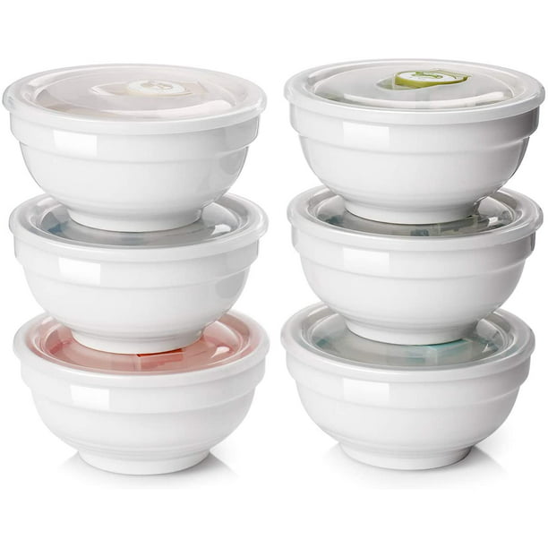 DOWAN 10 Ounces Dessert Bowls, Small Bowls with Lids, Portion Control, Prep  Bowls for Ingredients, Ceramic Food Storage Bowls, Dishwasher & Microwave  