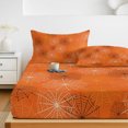 thumbnail image 6 of King Size Fitted Sheet Set - Orange Halloween 3 Piece Bedding Sets 16" Deep Pocket Fitted Sheet with 2 Pillowcases, Black White Net Halloween Brushed Microfiber Hotel Luxury Bed Sheets, 6 of 9