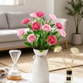 thumbnail image 5 of All Weather UV Resistant Artificial Flowers with Green Foliage, Realistic Faux Plastic Floral Bouquet, Indoor Outdoor Decor for Garden Porch Wedding Home Vase Arrangements(Pink), 5 of 7