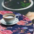 thumbnail image 3 of Ambesonne Birds and Nature Fitted Round Tablecloth, Boho Animal Floral, 36"- 40" Diameter, Dark Lavender Pastel Pink, 3 of 5
