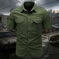 thumbnail image 2 of Button Up Workwear Shirt for Men, Short-Sleeve, Lightweight and Waterproof Utility Pockets Size M-4XL Army Green, 2 of 6