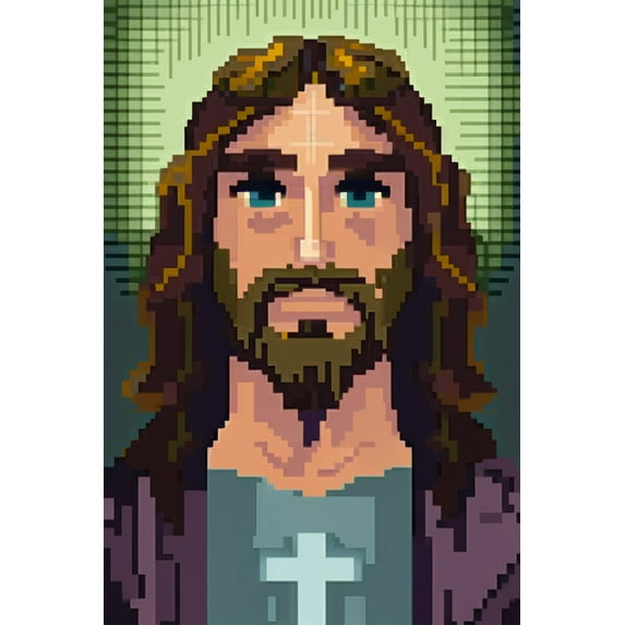 24x36 gallery poster, Jesus Christ 8 bit graphics p5