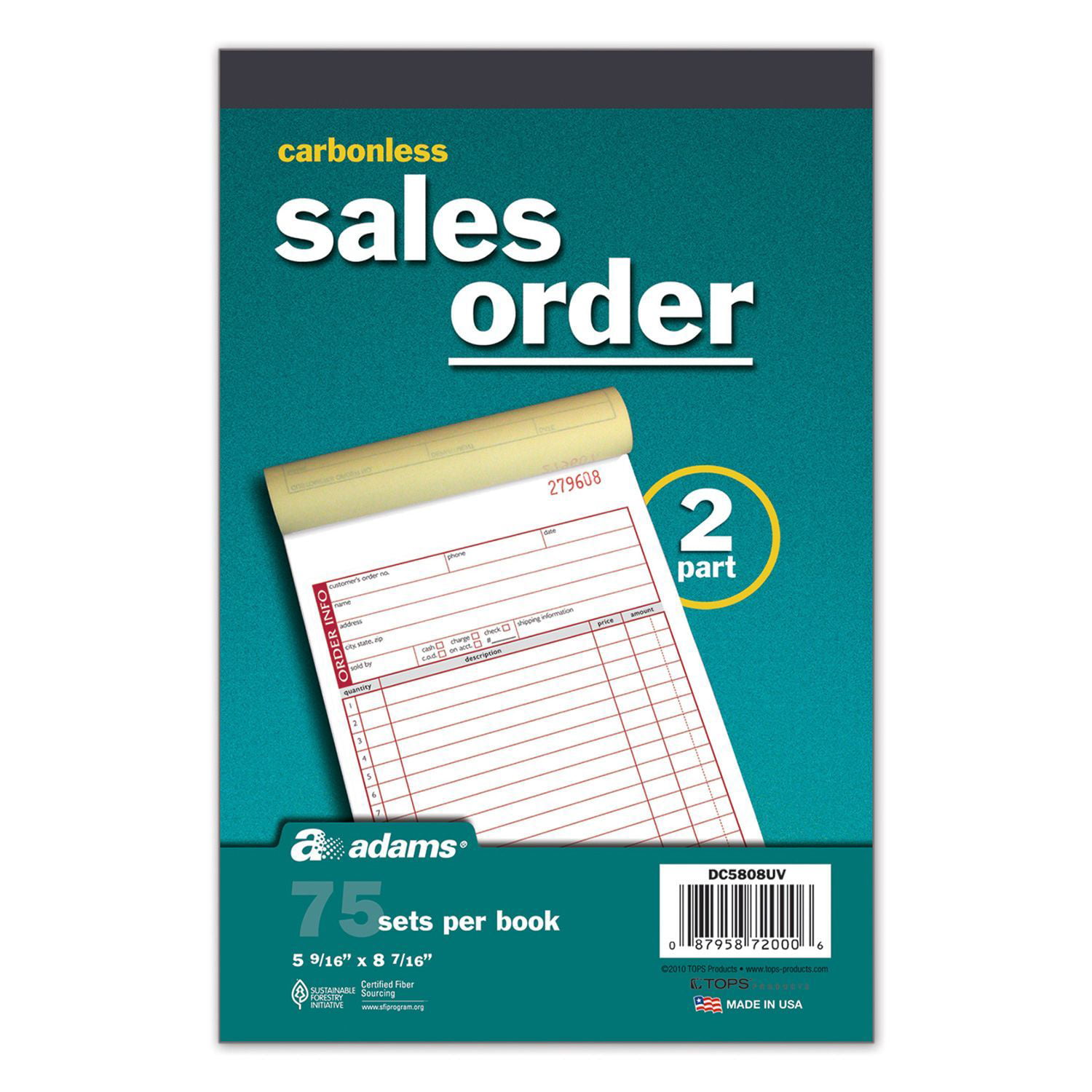 100 Pcs Sales Order Books 50 Duplicate Carbonless Forms 5 9/16" x 8 7/16" 3Parts 